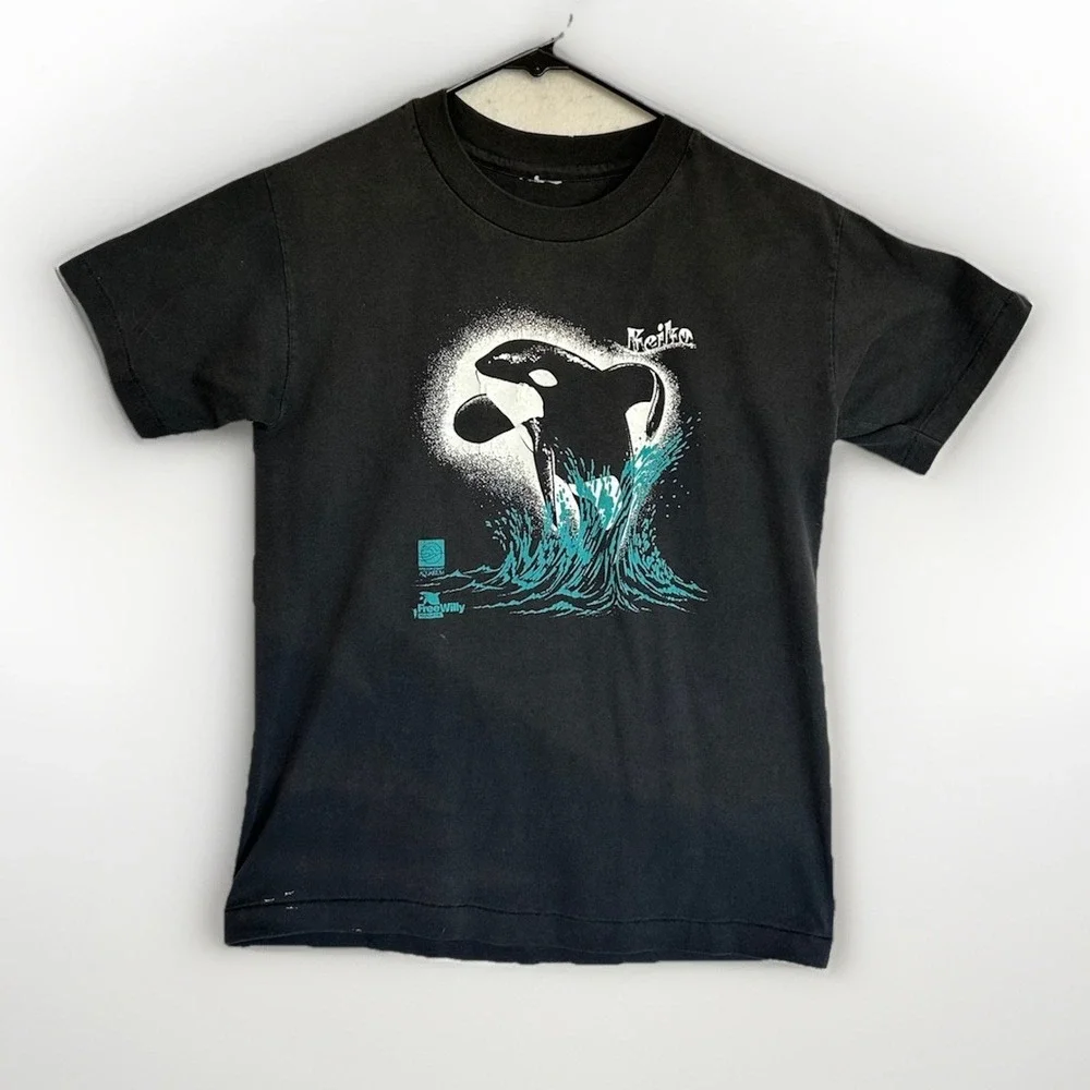 Vintage Free Willy Movie Keiko T-Shirt Oregon Coast Aquarium Kids M or Adult S